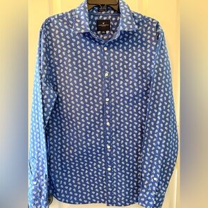 American Eagle Outfitters Blue Pineapple Print Men's Button-down Shirt